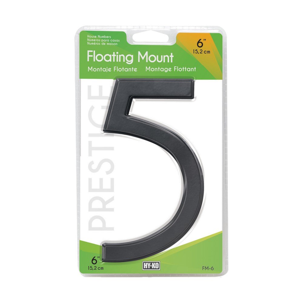 Numero 5 flotante negro de 6 in