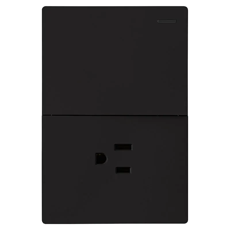 Interruptor con tomacorriente americano negro Eagle Altiva 125 V Toma: 16 A / Apagador: 15 A