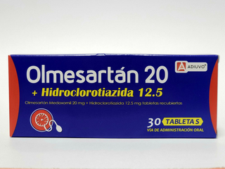 Olmesartan+Hidroclorotizida Adiuvo, 20/12.5 mg, 30 tabletas