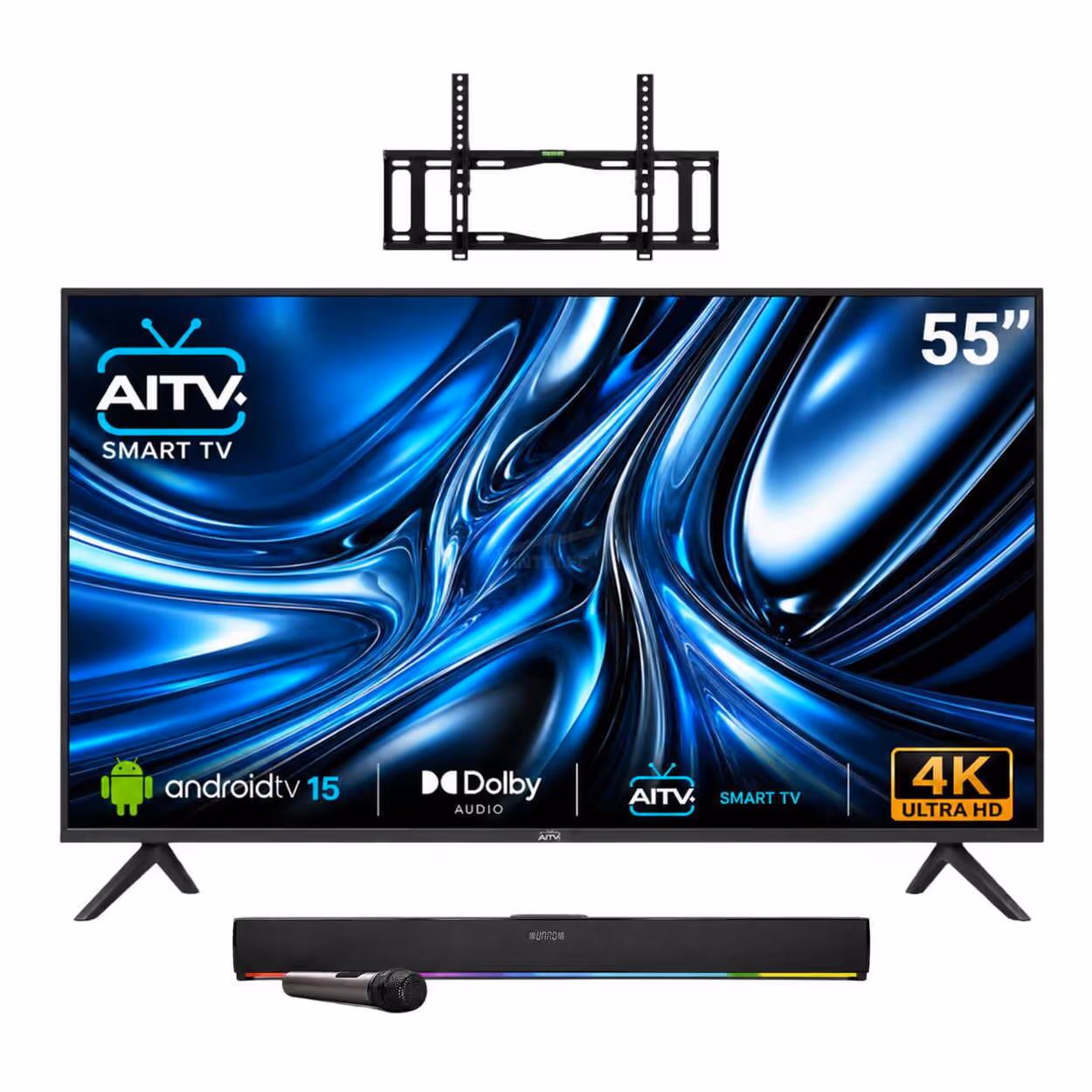 COMBO PANTALLA 55″ LED AITV VISIONX 4K SMART 2026