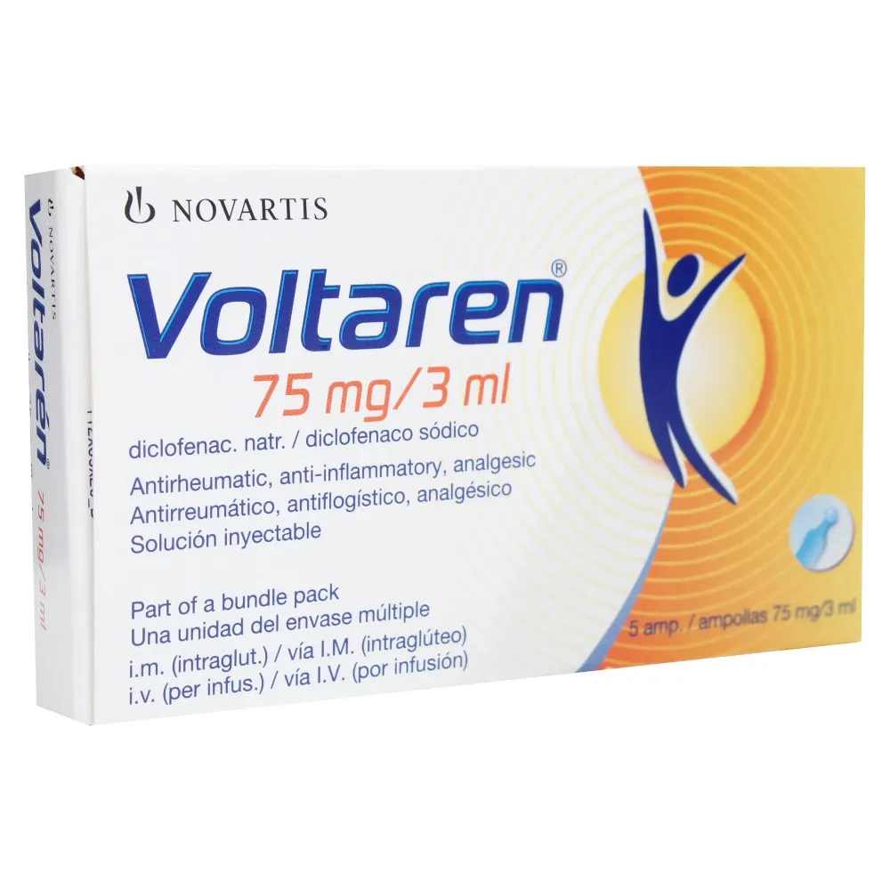 Solución inyectable Voltaren Novaris Pharma 75 mg/3 ml - 5 ampollas