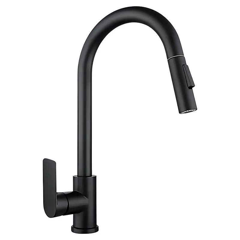Grifo para cocina monomando cuello cisne alto Madrid negro mate manilla palanca