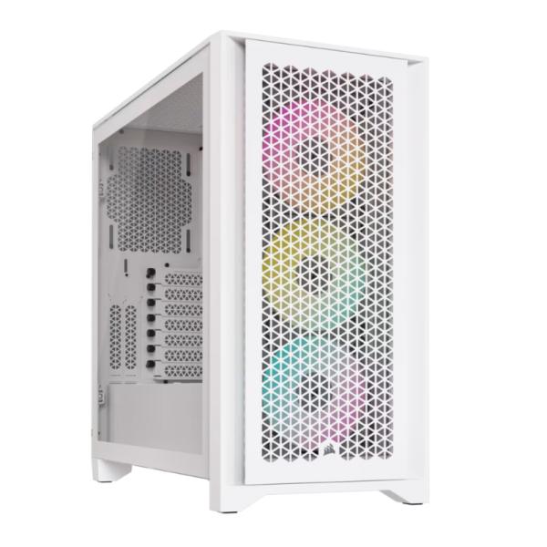 Case Corsair RGB Mid Tower Airflow 4000D Ventiladores 3 de 120MM con Vidrio Lateral y Malla Frontal – Blanco