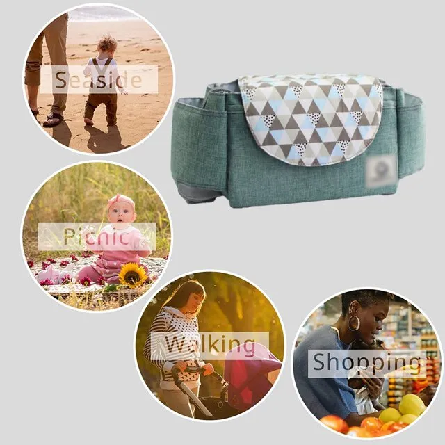 Bolsa organizadora para cochecito de bebé Aiebao con portavasos uso como bolso de mano hasta 9 kg color azul