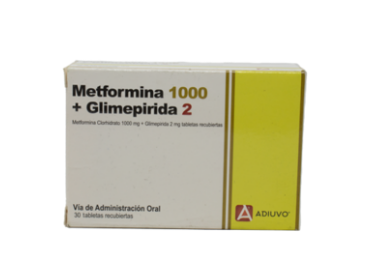Metformina+Glimepirida Adiuvo 1000/2 mg 30 tabletas