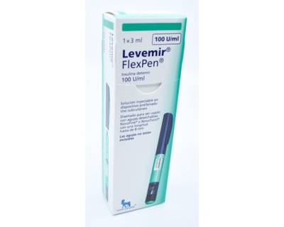 Insulina Detemir Levemir FlexPen 1 cartuchos de 3 mL