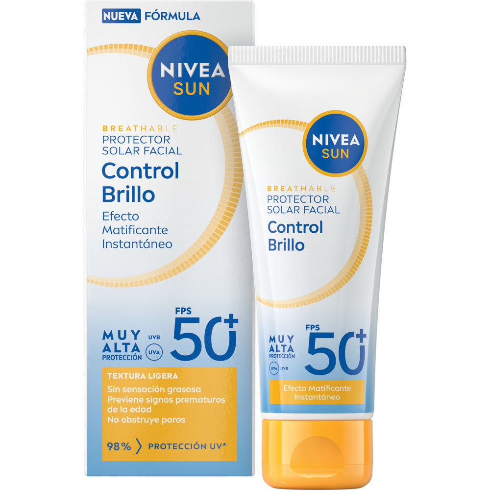 Nivea Sun Protector Solar Facial Control Brillo Efecto Matificante instantáneo FPS50+ 40ml