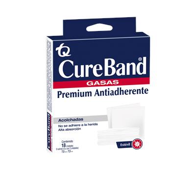CUREBAND GASA ANTIADHERENTE ESTÉRIL 18 UNIDADES 7,5cm x 7,5cm