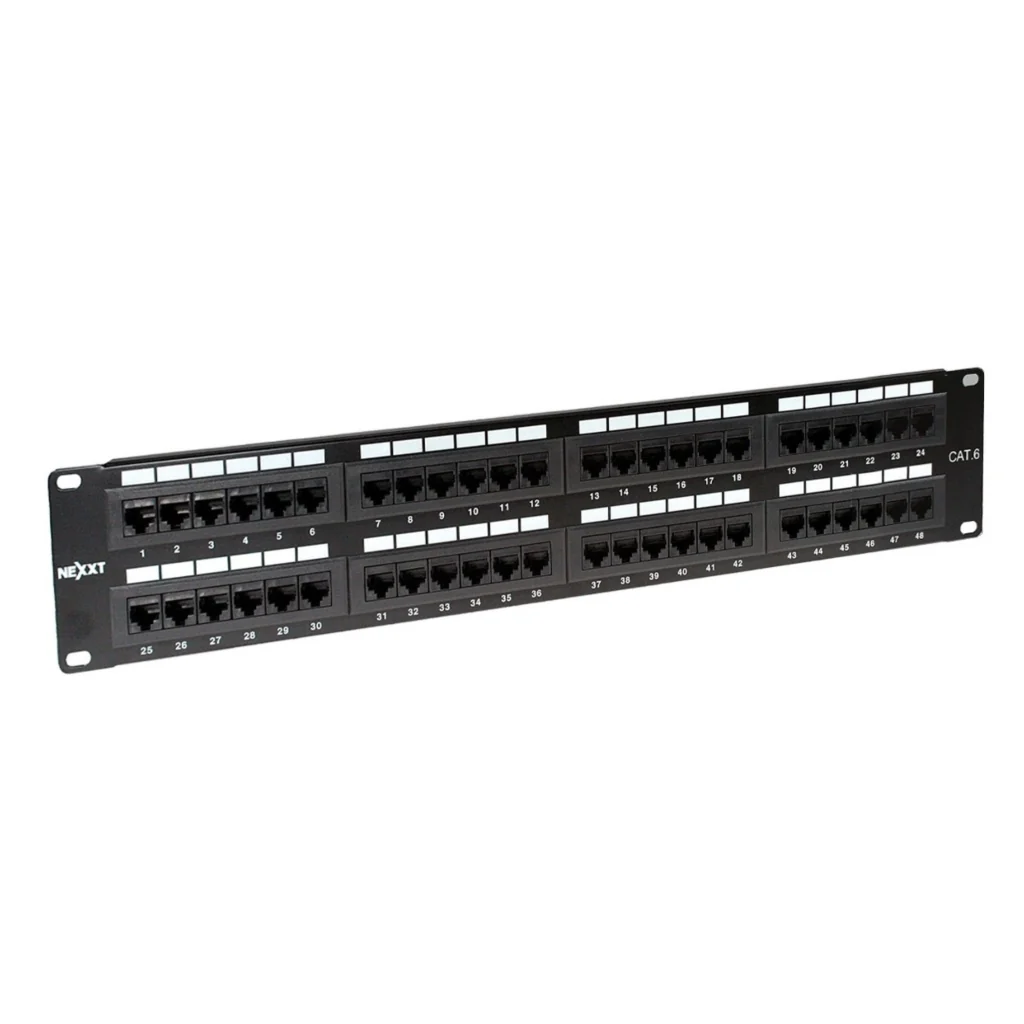 Nexxt Solutions Infrastructure Patch Panel para Montaje en Rack Tablero de Conexiones, Cat6, 48 Puertos, 19"