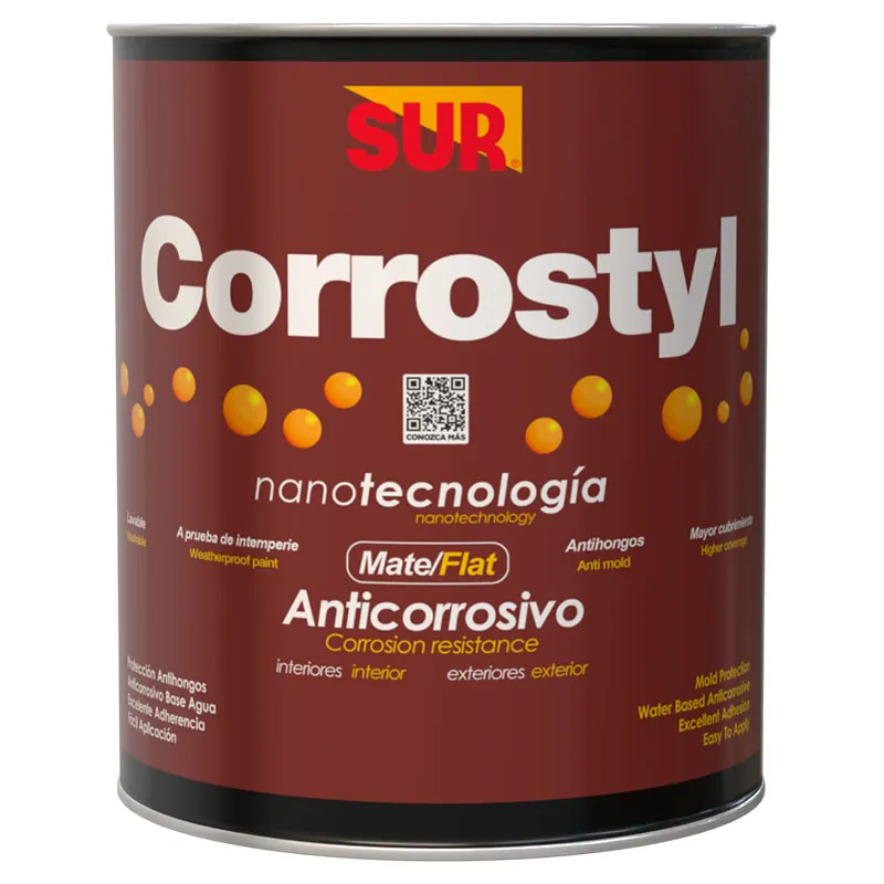 Anticorrosivo base látex Corrostyl verde óxido mate 1/4 gal SUR
