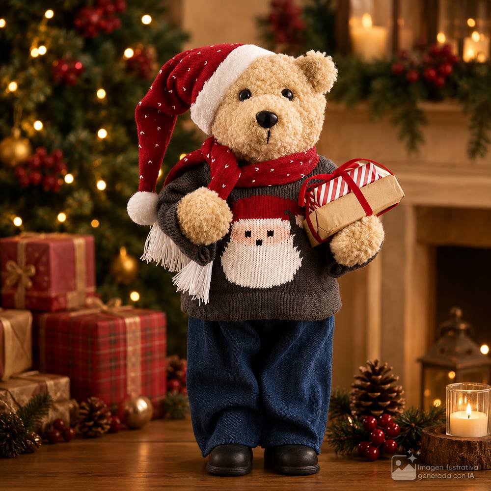 Adorno navideño oso de peluche 40.64cm beige