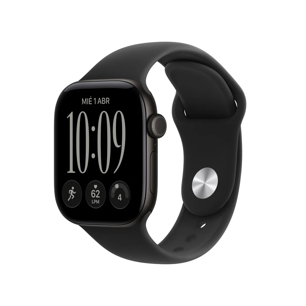 Apple Watch Series 12 GPS • Caja de aluminio negra de 42 mm • Correa deportiva negra – M/L