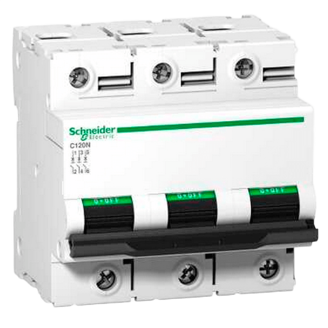 SCHNEIDER A9N18365 INTERRUPTOR TERMOMAGNETICO MONTAJE RIEL 230/440VAC 3P 80A ACTI9 C120N CURVA C