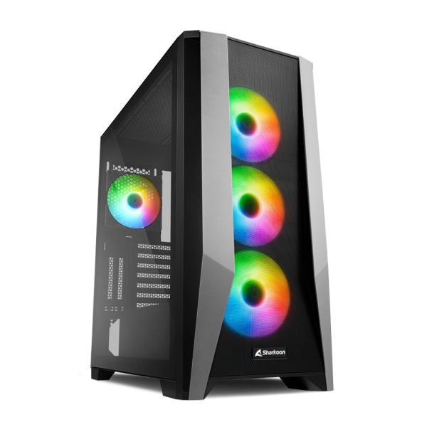 Case Sharkoon Gaming RGB Mid Tower TG7M Ventiladores 4 de 120MM con Vidrio Lateral y Malla – Negro