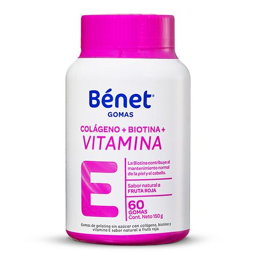 BENET GOMAS COLAGENO+BIOTINA Y VIT E 60 GOMAS 150g