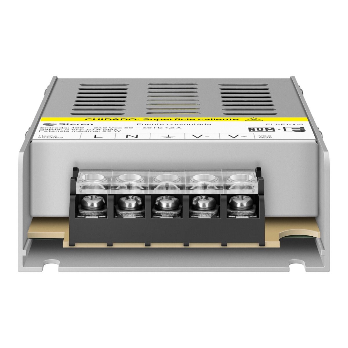 Fuente conmutada de 1 canal, 50 W de potencia con salida de 5 Vcc y capacidad de 10 A
