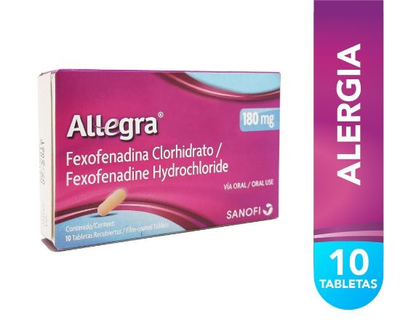 Allegra 180mg caja 10 tabletas (precio por tableta)
