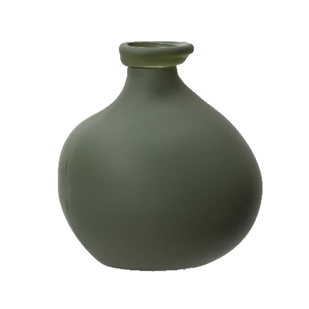 Florero decorativo de vidrio 18 cm verde oscuro