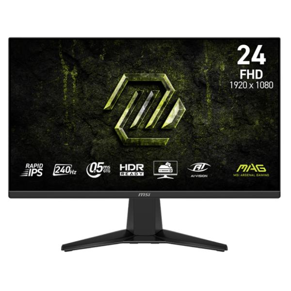Monitor Gaming MSI mag 245F X24 24 pulg. plano 1920X1080 FHD 240 hz IPS freesync HDMI displayport hdr 9S6-3BC81M-004