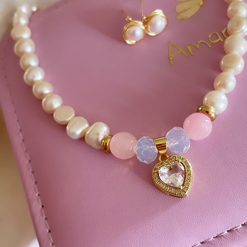 CONJUNTO AMAPOLA PERLAS CORAZÓN
