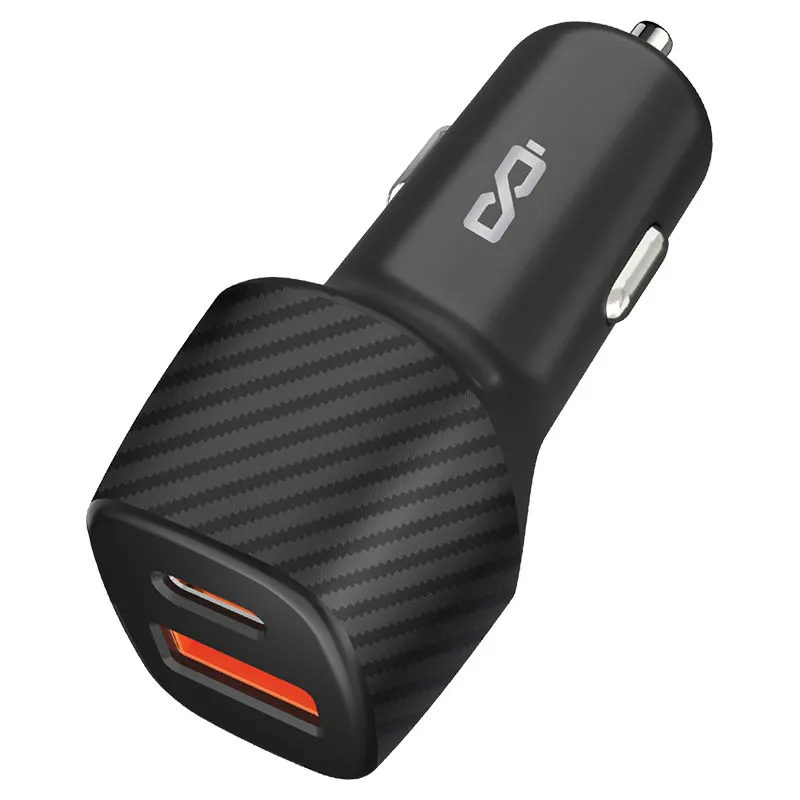 Cargador para auto carga rápida doble puerto USB A y tipo C negro Chargeworx