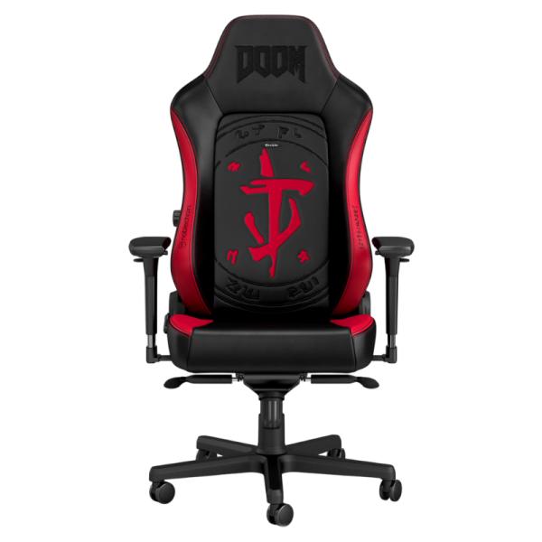 Silla Ergonómica Noblechairs Gaming Edición Hero Doom Cuero Sintético NBL-HRO-PU-DET – Negro / Rojo
