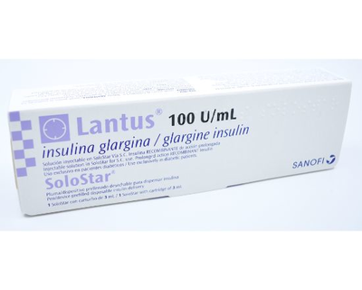 Insulina Glargina Lantus 1 cartuchos de 3 mL