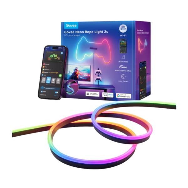 Tira LED Govee H61D4 neon 4M RGBIC WiFi + bluetooth y diseño flexible negro