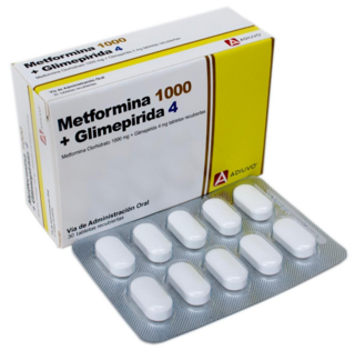 Metformina+Glimepirida Adiuvo, 1000/4mg, 30 tabletas