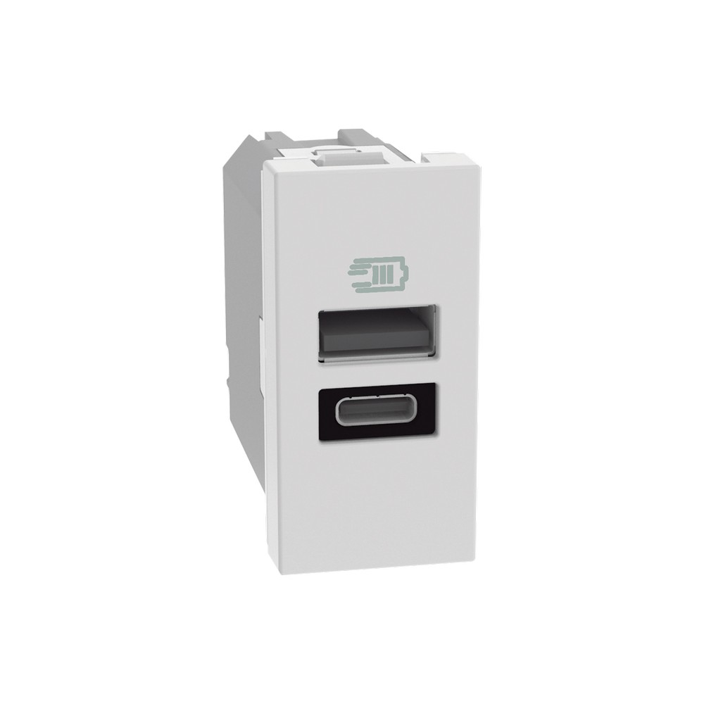 Toma doble usb y tipo c blanco