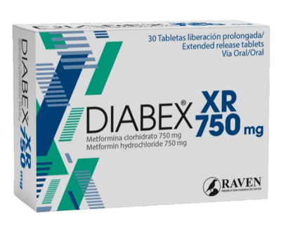 Diabex XR 750 mg 30 tabletas