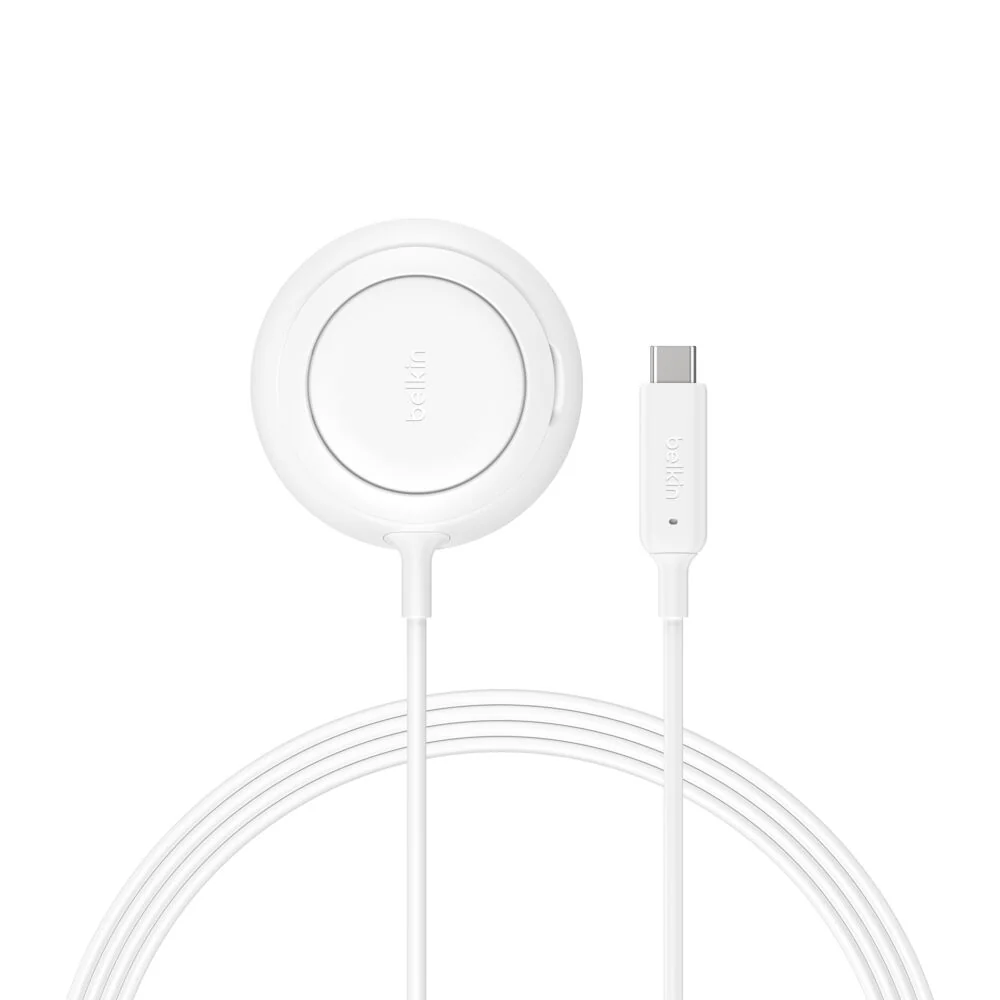 Cargador Belkin Wireless Single Charger Pad Qi2 25W para iPhone - Blanco
