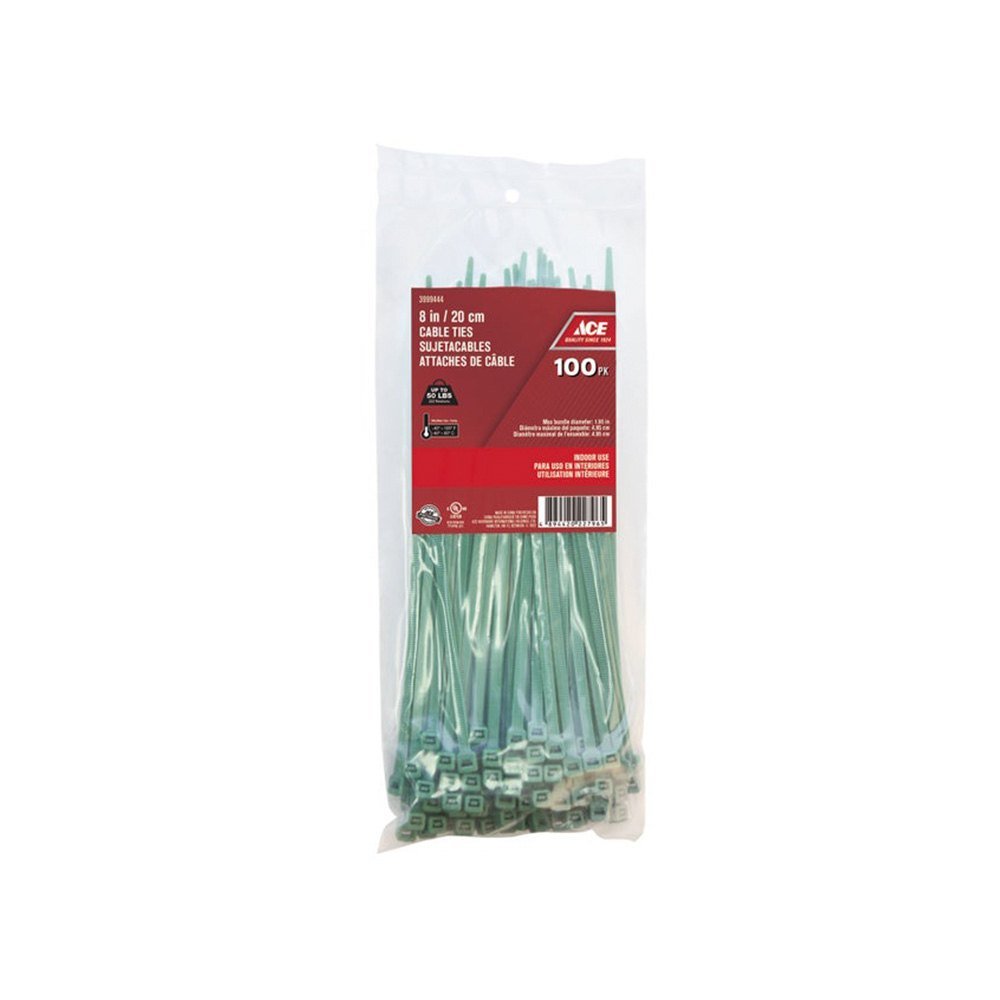 Amarra plastica 20.31cm 50lb verde pack 100