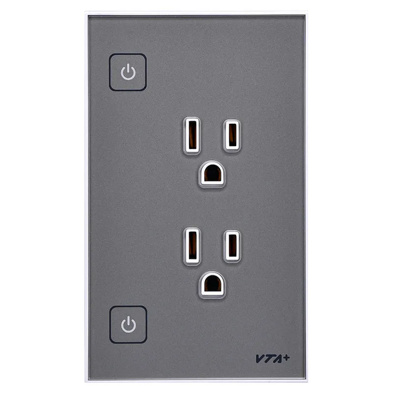 Tomacorriente inteligente dual gris Wi-Fi VTA+