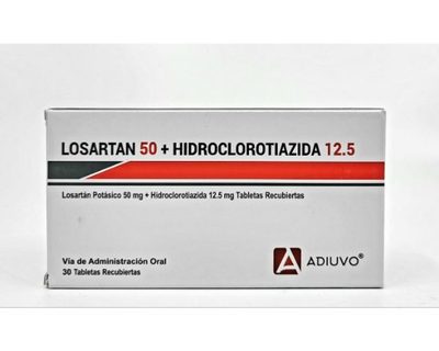 Losartan+Hidroclorotiazida Adiuvo, 50/12.5 mg, 30 tabletas recubiertas