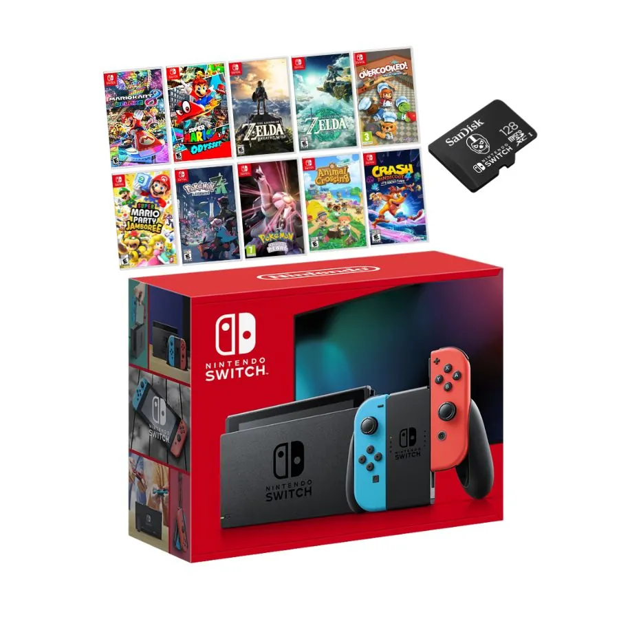 Consola Nintendo Switch 1 con Magia + Memoria SD 10 juegos a elegir