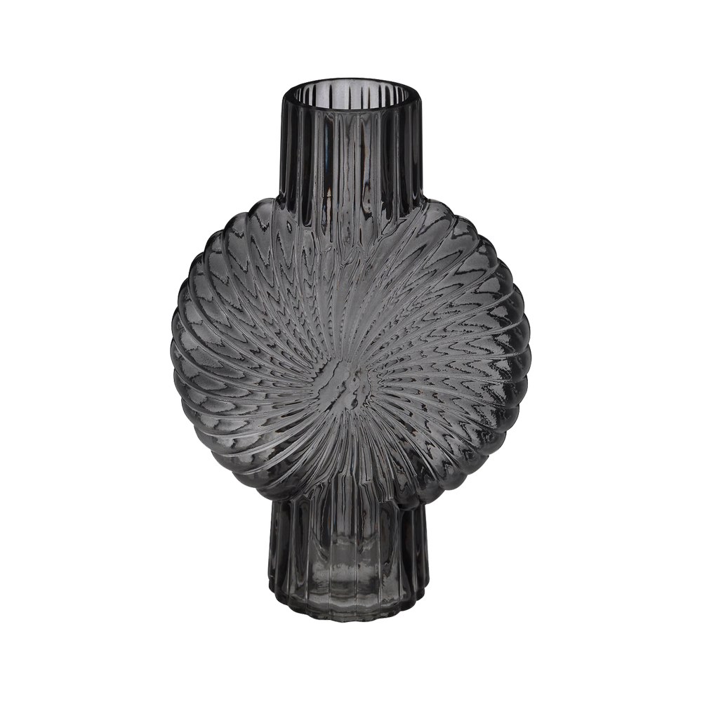 Florero decorativo de vidrio 32x21.5cm gris est concha