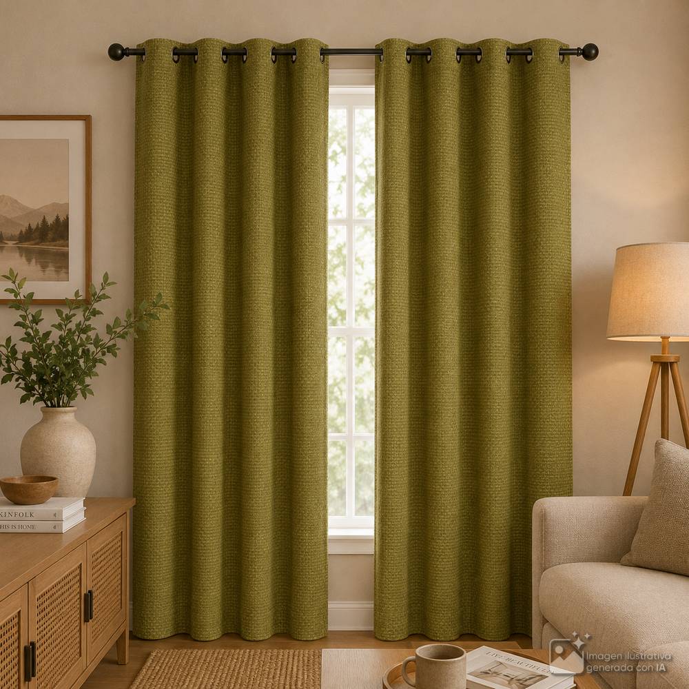 Cortina para ventana 96x213.3 cm verde musgo zenia 2 piezas