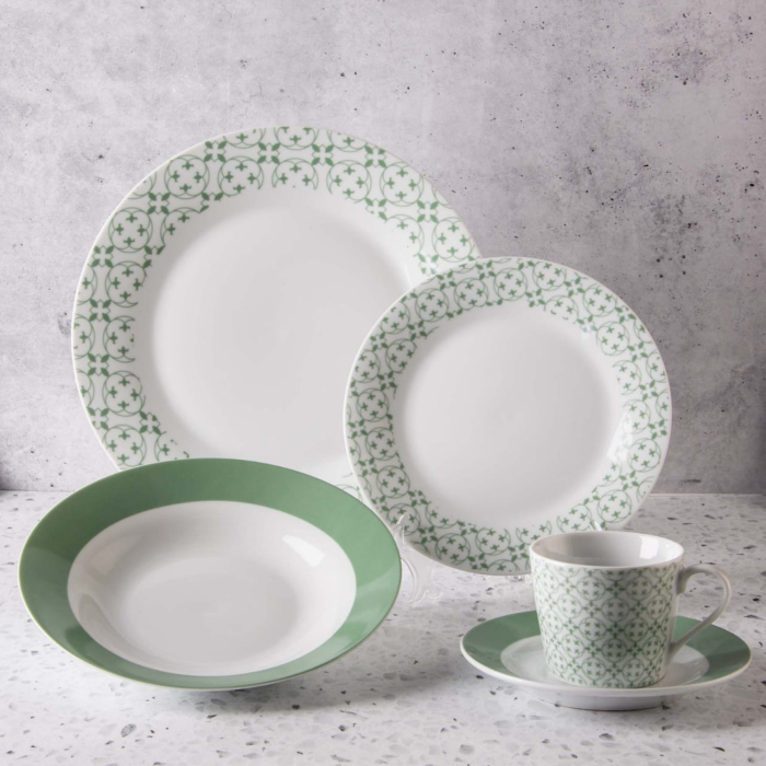 VAJILLA 20PZS MENTA/BLANCO HAUS