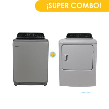 Combo SANKEY Lavadora Automática WM-A22I08G 22Kg + Secadora Ropa de Gas WM-DG2108G 21Kg Gris