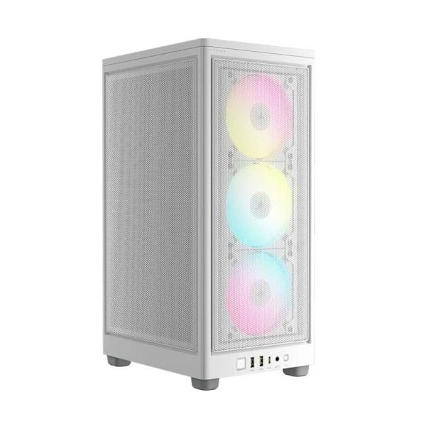 Case Corsair RGB Mini Tower Airflow 2000D Ventiladores 3 de 120MM con Rejillas de Acero – Blanco