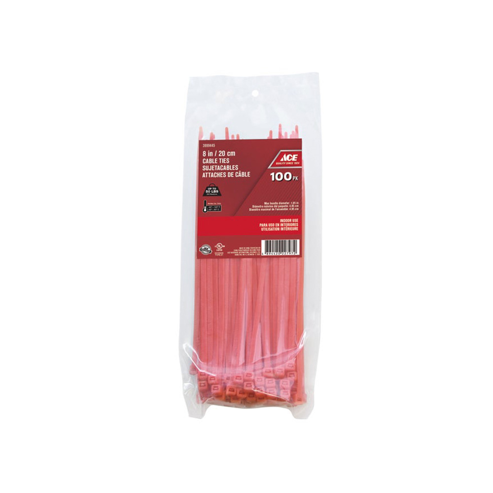 Amarra plastica 20.31cm 50lb rojo pack 100