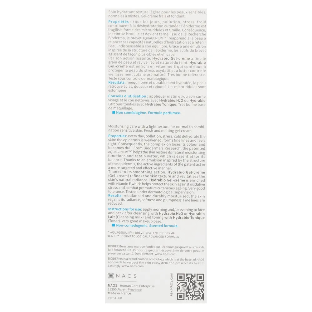 Gel crema Bioderma hidratante de rostro - 40 ml