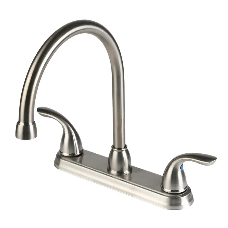 Grifo cocina 8" cuello ganso Pfirst Series cromo pulido dos mandos