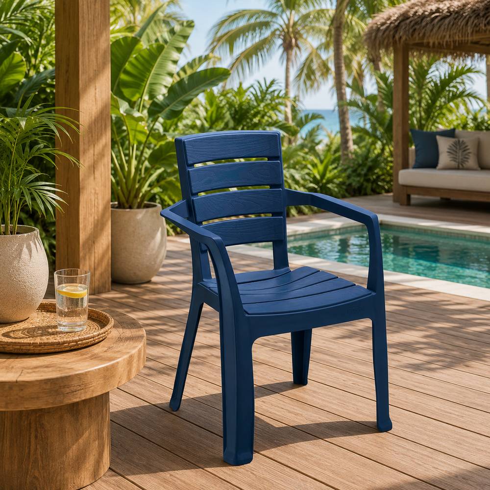 Silla con brazos de plastico 58x59x82.5 cm baru azul