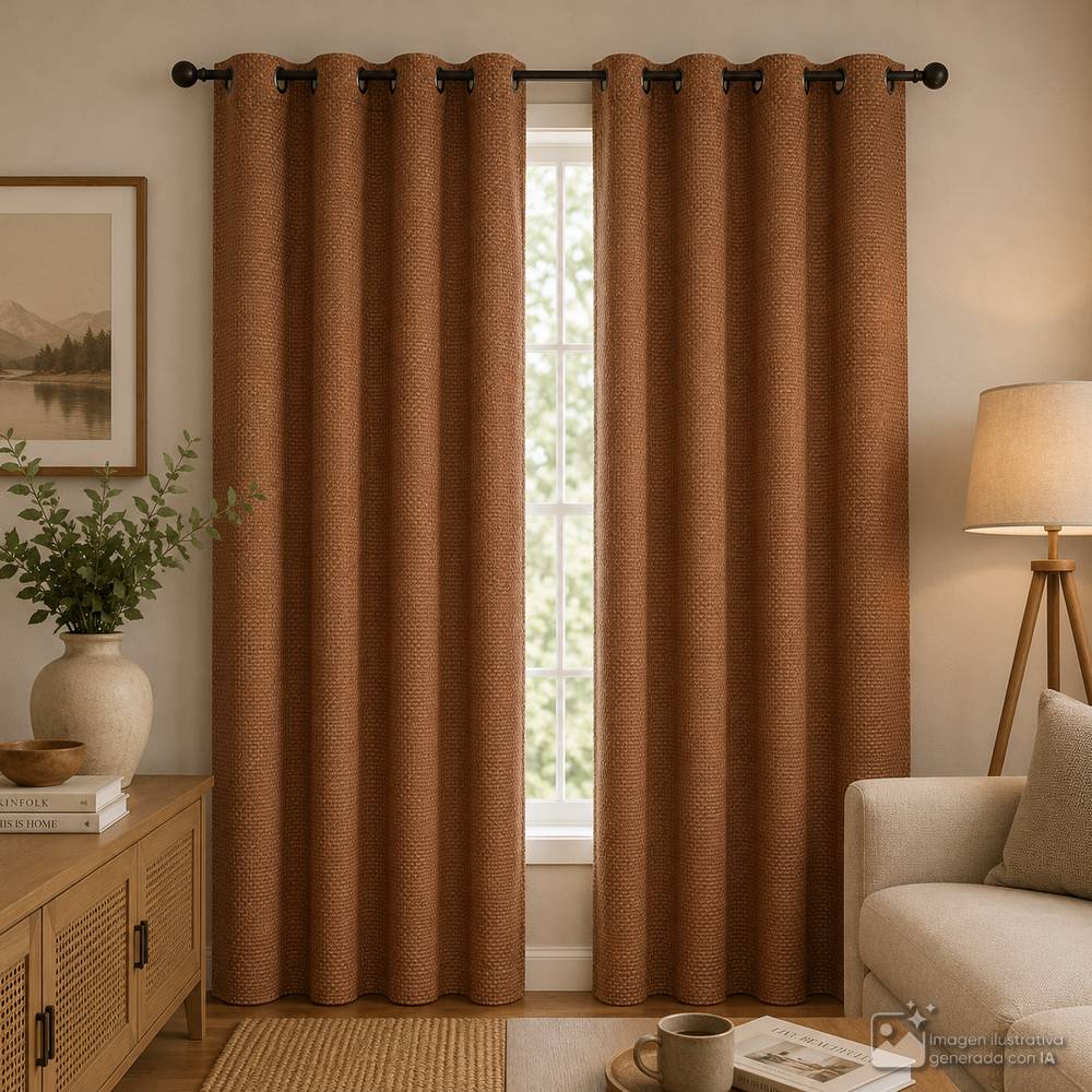 Cortina para ventana 96x213.3 cm mocca zenia 2 piezas