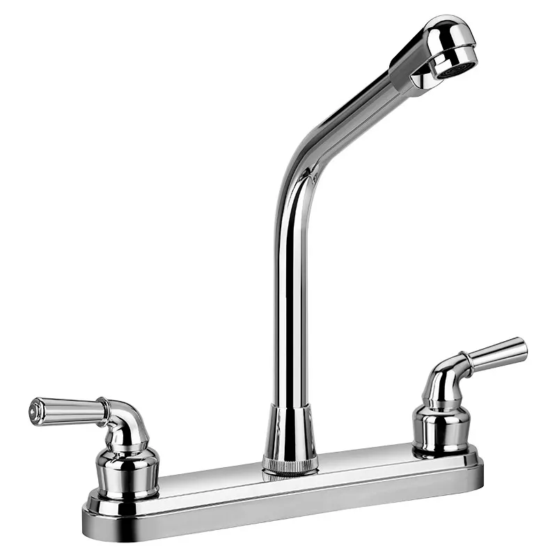 Mezclador para cocina 8" cuello l bajo plata cromado con manilla palanca
