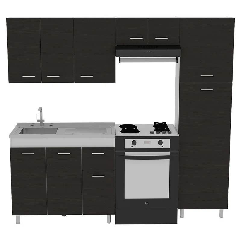 Kit de cocina Volare 210x195x55,5 cm wengué (grifo se vende por separado)