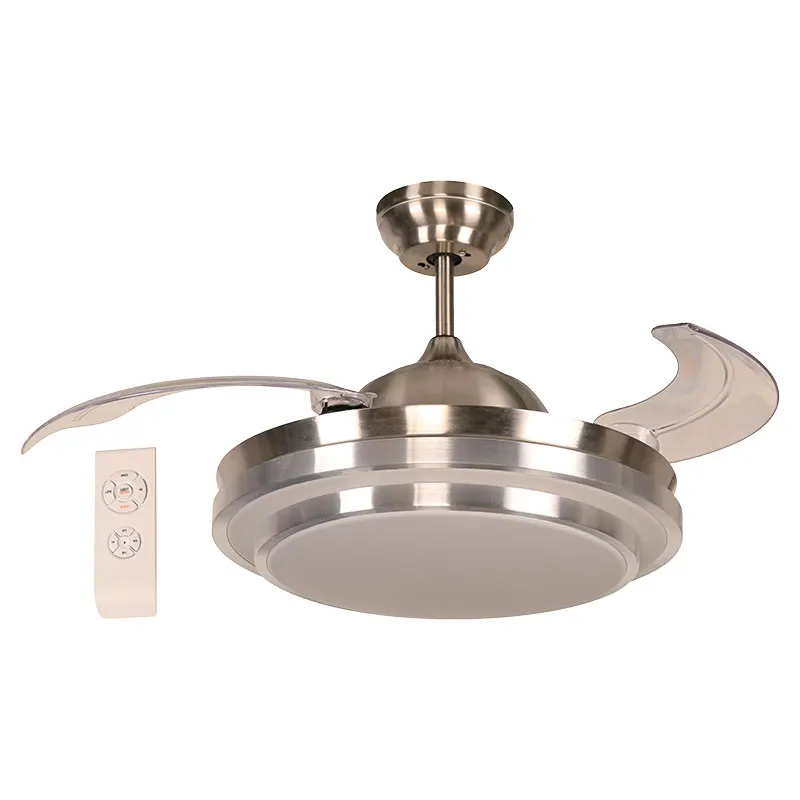 Ventilador techo 42" 3 aspas retráctiles 1 luz, níquel satinado, Designers Lighting