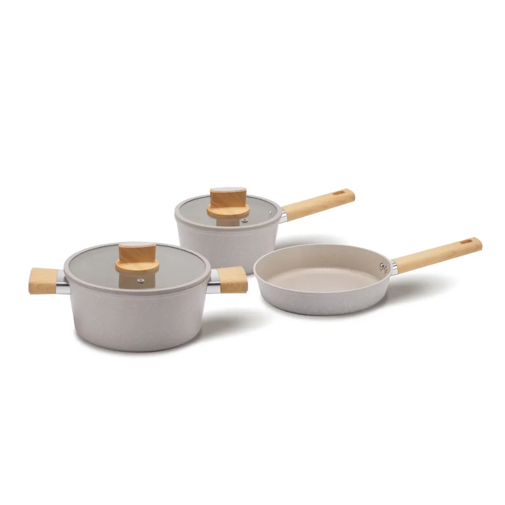 Batería de cocina Quattro Aluminio Forjado Beige 5 piezas QTTCWFA5B